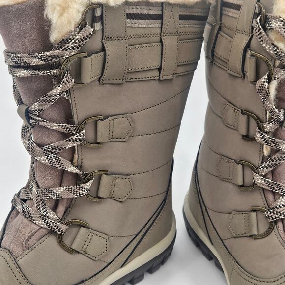 BearPaw Desdemona Genuine Sheepskin Lined Lace Up Boot Stone‎ Gray Size US 9 - Picture 10 of 15